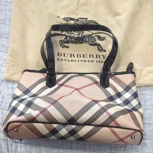 Burberry Beige and Black Checkered Tote